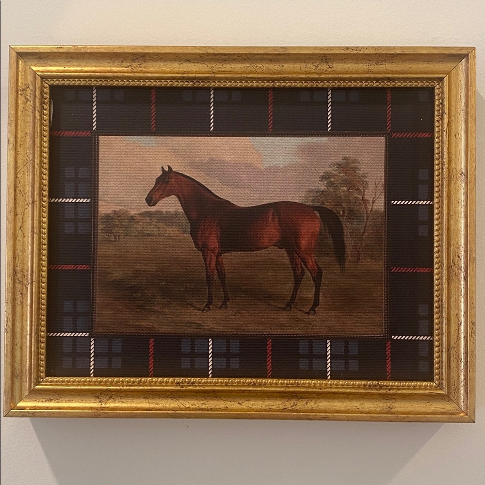 Elegant Brown Horse Wall Art with Gold Frame